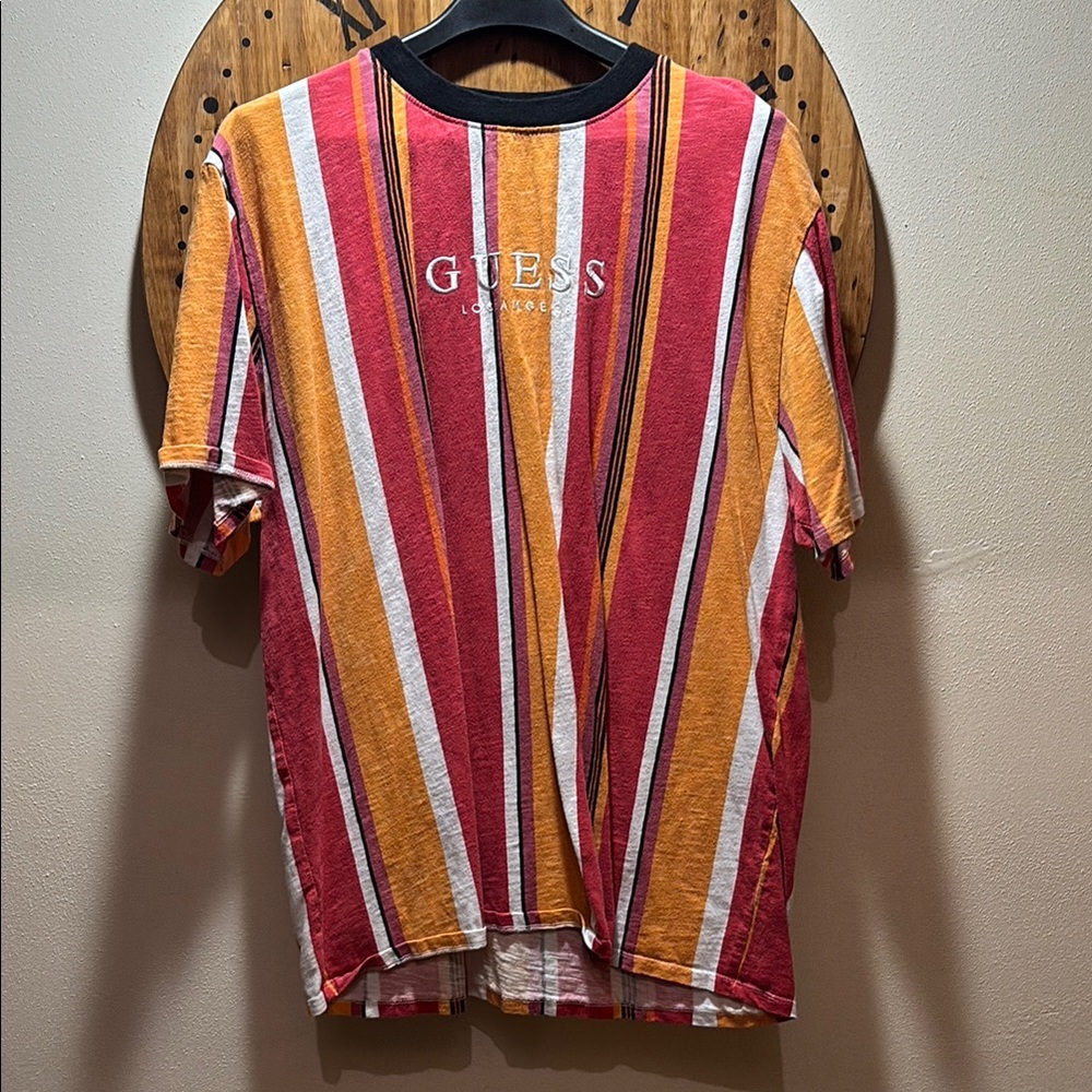 GUESS Striped T-Shirt in Red and Orange